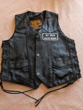 Kids Milwaukee Black Leather 'My Dad's Biker Buddy' Vest